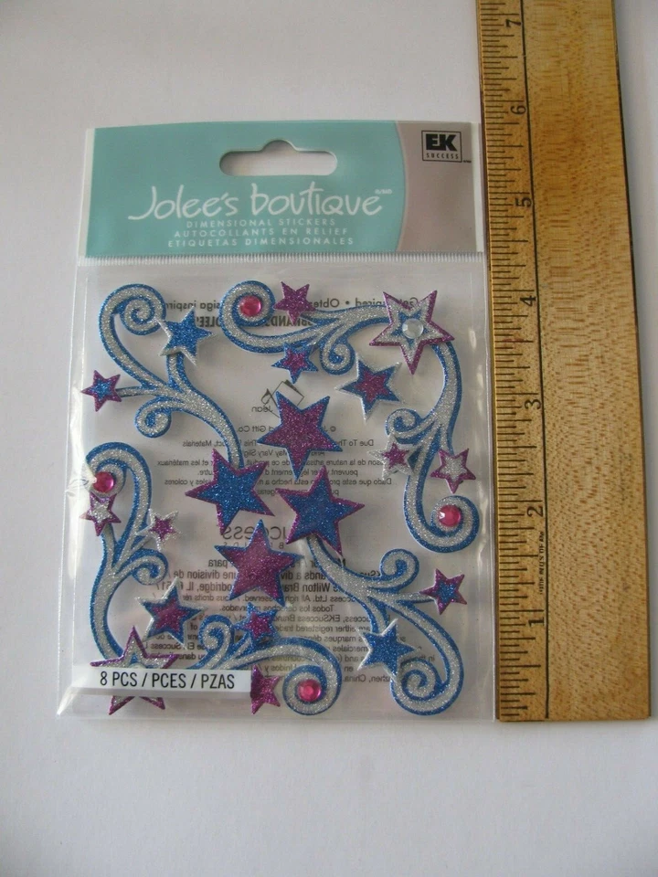 Pegatinas dimensionales Jolee's STAR FLORISHES 1 hoja 8 piezas nuevas en paquete  Foto 1 de 1