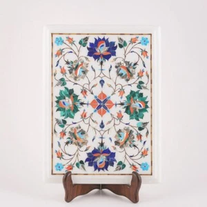 12"x15" Marquetry Home Floral White Table Decors Top Marble Coffee Inlay W758 - Picture 1 of 5