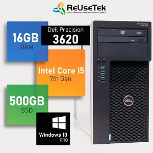 Dell Precision 3620 Tower Intel i5-7500 3.4GHz 16GB RAM 500GB SSD+1TB HDD Win 10 - Picture 1 of 14