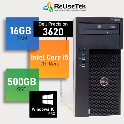 Dell Precision 3620 Tower Intel i5-7500 3.4GHz 16GB RAM 500GB SSD+1TB HDD Win 10 - Image 1 of 4