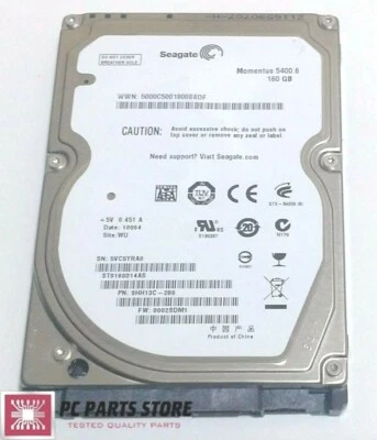 Seagate ST9160314AS 2.5" SATA 160GB HARD DRIVE DATE 10064 100536286 REV E PARTS - Image 1 of 4