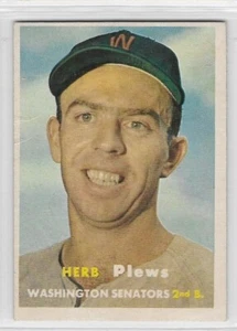1957 Topps #169 Herb Plews RC Washington Senators *Excelente* **Envío gratuito** - Imagen 1 de 2