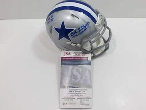 BOB LILLY SIGNED DALLAS COWBOYS MINI SILVER THROWBACK HELMET w/3 INSCs JSA - Picture 1 of 5