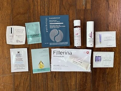 Deluxe/Sample 10pc Anti-Aging Skin Care Lot: Derma-E Algenist Tatcha Dior & more - Image 1 of 4