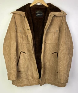 REAL SUEDE WESTERN JACKET Size Small 38" Men`s Sherpa Lined Brown Vtg - Picture 1 of 7
