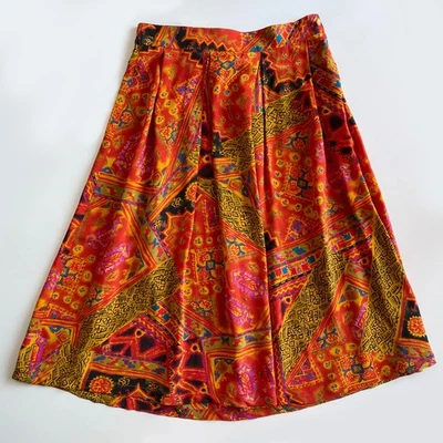 Falda midi vintage August Silk de Diane Gilman naranja boho 100 % seda hippy talla M Foto 1 de 4