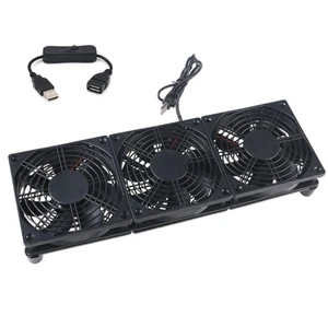 USB Powered Router Fan 120mm 5V Three Fan 1400rpm 1 Speed Air Flow Cooling Fan - Picture 1 of 8