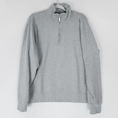 Orvis Sweater Mens Large Gray Half Zip Cotton Mock Neck Pullover Classic Casual - Image 1 of 4