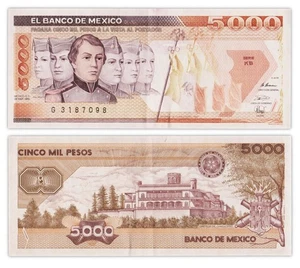 5000 PESOS 1989 MEXIKO / MEXICO - P88c KB Serie - Bild 1 von 2