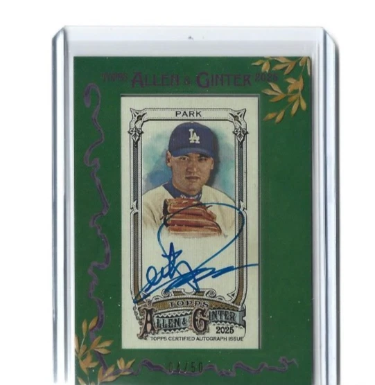 Mini marco azul Topps Allen & Ginter 2025 automático Chan Ho Park SSP # 50 Dodgers Foto 1 de 1