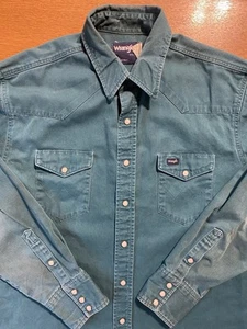 Camisa a Presión Wrangler Western Pearl XL Alta Verde Denim MWX221G Estilo Brushpopper - Imagen 1 de 8