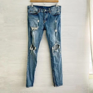 MNML - distressed, button fly, skinny jeans zip hem size 33 - Picture 1 of 8