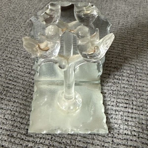 Mini Vidrio Soplado Pájaros Besándose en Árbol Borde Dorado Espejo Base De Colección - Imagen 1 de 4