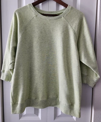 Womans Blair Cotton Poly Pullover 3/4 Sleeve Wide Banded Top Soft Green -Size M - Image 1 of 4