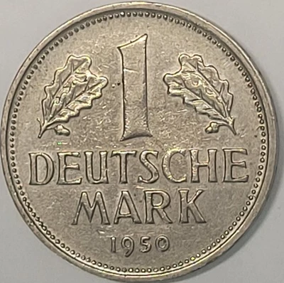 Monedas alemanas de 1 marco alemán 1950-D (lote de 4) bonitas monedas AU Foto 1 de 4