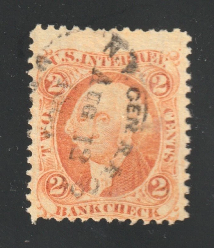 Scott #R6c, Used, VG, 2¢ Bank Check, Oval Cancel, New York Central Railroad - Image 1 of 3