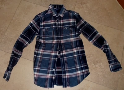 Blue Plaid Button Front Flannel Shirt Men's XS/XXS but marked S - Image 1 of 2