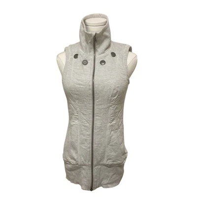 Zella Women Gray End On End Stripe Vest Small Cotton Fleece - Image 1 of 4
