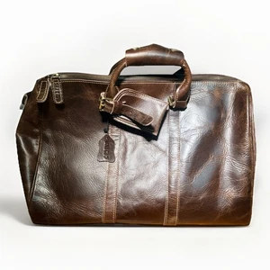 Baigio Bolso de Lona Cuero Genuino Marrón Viaje Fin de Semana Grande 20x12x10 Nuevo - Imagen 1 de 19