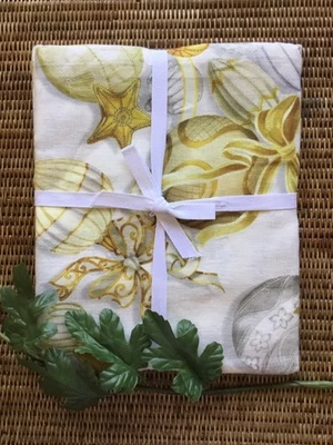 WILLIAMS SONOMA Yellow Gold Ornament Christmas Tablecloth 70”x108” NEW - Image 1 of 4