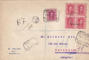 Spagna 1928 copertina registrata da Madrid al Belgio Edifil 317A x 4+311 (3690) - Foto 1 di 2