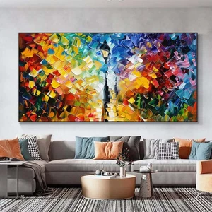Pintura al óleo abstracta moderna pintada a mano sobre lienzo paisaje decoración del hogar roja - Imagen 1 de 6