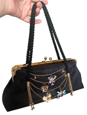 INGE CHRISTOPHER Monedero de cóctel de lujo negro mariposa cloisonné dijes y cadenas Foto 1 de 4