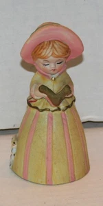 Vintage Merri Bells Jasco 1978 Girl w/Dog Caroler Bisque Porcelain Bell READ - Picture 1 of 3