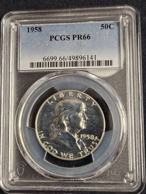 Полдоллара 1958 Franklin PCGS пруф 66 лот #272 - Изображение 1 из 4