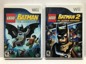 LEGO Batman 1 & 2: DC Super Heroes (Nintendo Wii Game Bundle Lot) CIB Complete - Picture 1 of 5