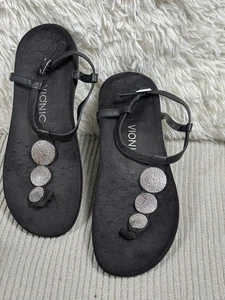 Vionic Damenschuhe Größe 7 schwarz Lizbeth Sandalen Zehensteg Orthese Komfort - Bild 1 von 7