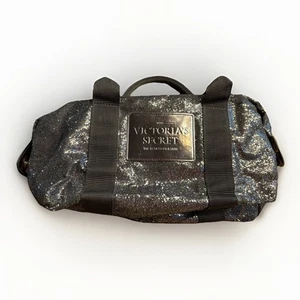 Victoria’s Secret Glitzer Tasche Mini Handtasche Make-up schwarz silber Glitzer Engel - Bild 1 von 7