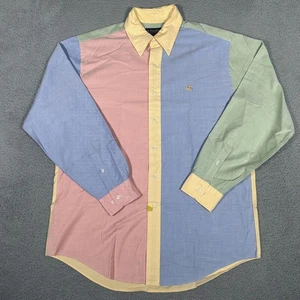 Camisa Brooks Brothers Para Hombre Mediana Color Pastel Bloque Abotonado Logo Oxford - Imagen 1 de 7