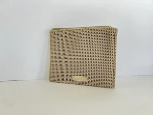 YSL Yves Saint Laurent Beauty Beige Cosmetic Pouch/bag Weave Straw Style New - Picture 1 of 6