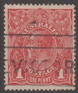 KGV 1 D RED  DIE 11  ROUGH  PAPER FINE  USED. - Bild 1 von 1