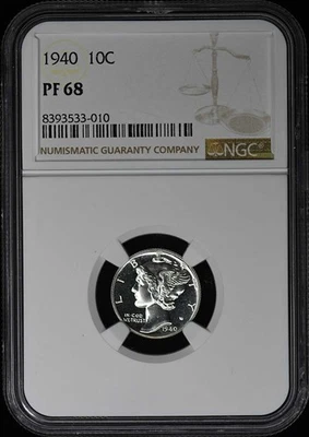 1940 Mercury Dime 10C NGC PR68 - Image 1 of 4