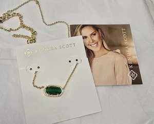 Kendra Scott Elisa Emerald Green Necklace Fashion Jewelry 14K Gold-Plated - Picture 1 of 4