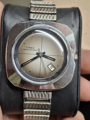 Timex Marlin 1975 esfera gris esfera misteriosa para hombre vintage años 70 cuerda manual mecánica Foto 1 de 4