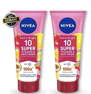 NIVEA Body Extra Bright 10 Super Vitamins & Skin Foods Serum in Lotion 320ml X 2 - Picture 1 of 5