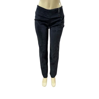 Armani Collezioni Mid Rise Straight Leg Black Pants Y2K Corduroy Size 6 Side Zip - Image 1 of 4