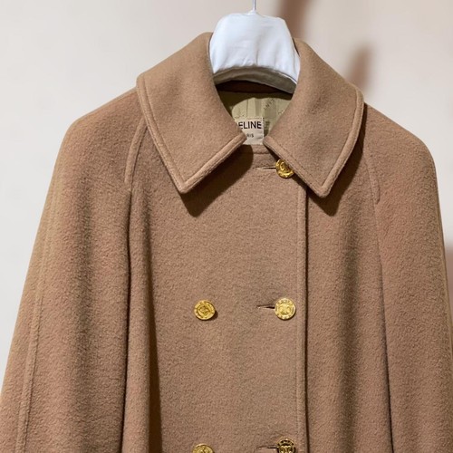Cappotto VINTAGE CELINE in cashmere blazer cammello con ferramenta oro e bottoni in macadam
