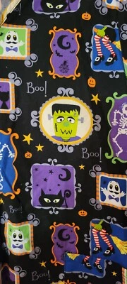 Scrub Top Large Halloween Dracula Skeleton Witch Cat Frankenstein Ghost womens - Image 1 of 4