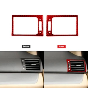 2 x Red Carbon Fiber Side Air Vent Outlet Cover Trim For Honda Odyssey 2005-2010 - Picture 1 of 12