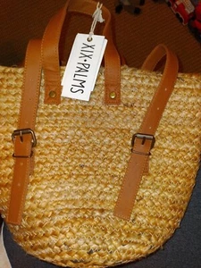 XIX-Palms Jute woven Beach/backpack/handbag w/vinyl interior cooler/swim bag - Picture 1 of 6