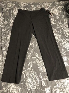 NWT BRIGGS NEW YORK Sz 16 Dress Pants Dk Gray Plaid Slimming Solutions NICE! - Picture 1 of 8