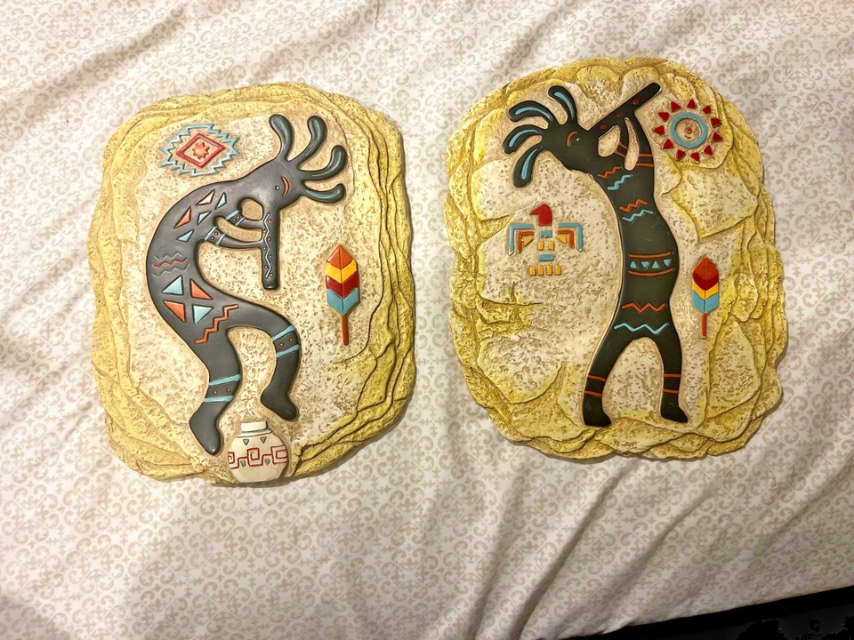 Set of 2 Kokopelli Stone Resin Wall Plaque Wall Plaques - Image 1 of 1