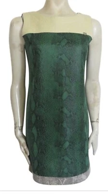 NUEVO CON ETIQUETAS AJ Armani Jeans Mujer Vestido Verde Estampado Serpiente Sin Forro AWA31 Talla 12 $350 Foto 1 de 4