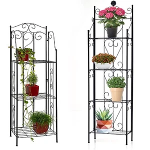 Blumenregal Metall 3 - 4 Ablagen Blumentreppe Pflanzenregal Pflanzentreppe Falt - Bild 1 von 12