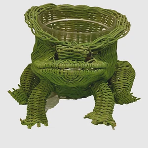 Vintage grüner Korb Frosch Pflanzkorb - Bild 1 von 9