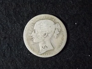 A 1845 Great Britain Silver Crown Coin Victoria Young Head Graffiti - Picture 1 of 2